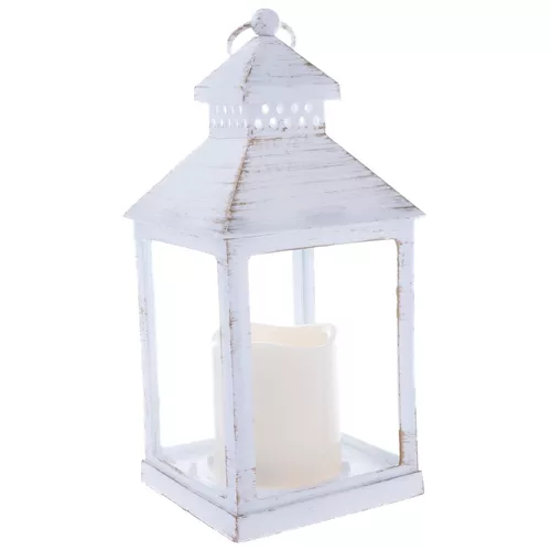 Lanternă cu lumânare LED Vintage, 10 x 20 x 10 cm,alb cald, plastic