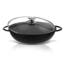 Tigaie Wok Orion Grande, cu capac din sticlă, diam. 32 cm