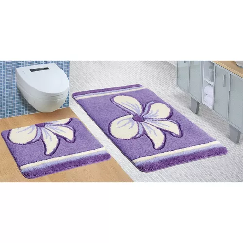 Set de covorașe de baie Ultra Flower mov, 60 x 100 cm, 60 x 50 cm