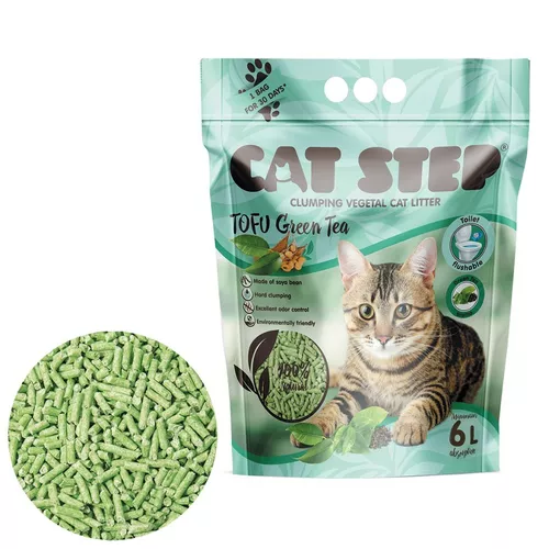 Litiera aglomerantă Cat Step Tofu Green Tea 2,7kg, 6 l