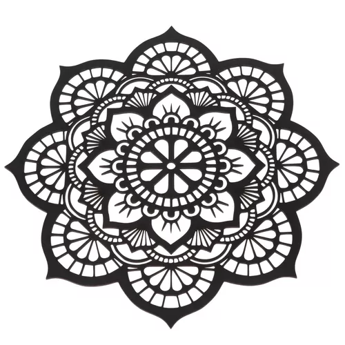 Decorațiune de perete sculptată din lemn Mandala, 35 x 35 x 1 cm