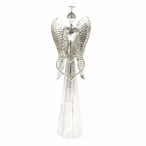 Decorațiune de Crăciun cu LED Angel with heartargintiu, 9,5 x 30 cm