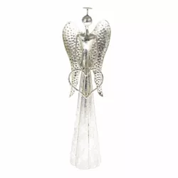 Decorațiune de Crăciun cu LED Angel with heartargintiu, 9,5 x 30 cm