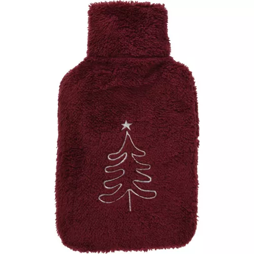 Termofor cu husă de blăniță Christmas tree roșu, 33 x 19 cm