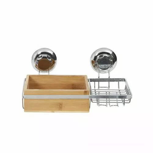 Raft din bambus cu suport pentru săpun Compactor Bestlock SPA Bamboo, 27,3 x 15 x 13,5 cm