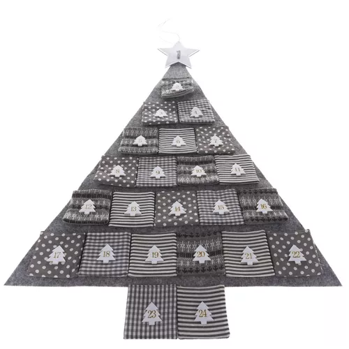 Calendar textil de Advent Gray tree, 68 x 68 cm