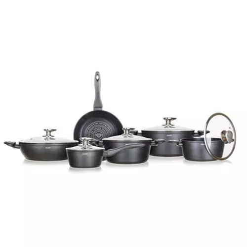 Set de vase Banquet Diamon Matte Grey, cu suprafață non-aderentă, 11 buc.