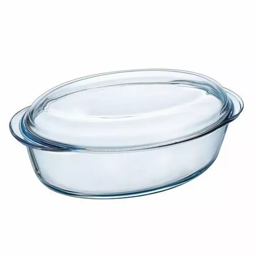 Vas de copt din sticlă Pyrex cu capac, 4,1 l