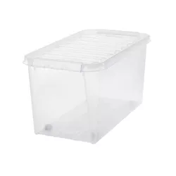 Cutie de depozitare cu cleme albe șiroți SmartStore Classic, 70 l