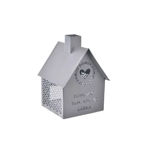 InDecor Suport metalic pentru lumânări LittleHouse gri, 12 x 12 x 15 cm