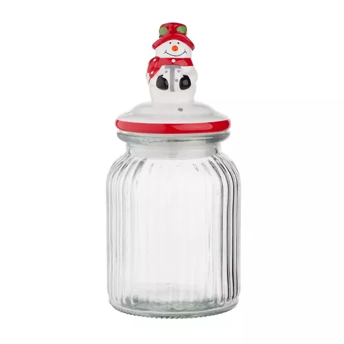 Altom Borcan de sticlă cu capac ceramic Snowman900 ml