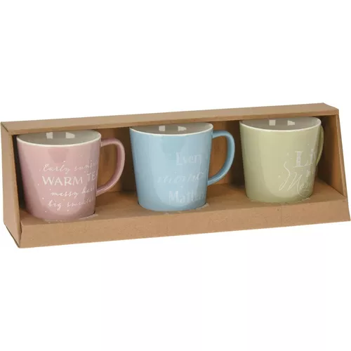 Set 3 căni din porțelan EH Tea time, 330 ml