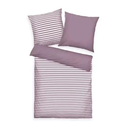 Lenjerie de pat din bumbac Tom Tailor Cozy Mauve & Crisp White, 140 x 200 cm, 70 x 90 cm