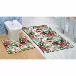 Bellatex Set de covorașe baie Floare de hibiscus 3D, 60 x 100 cm, 60 x 50 cm