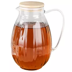 Carafă de sticlă 4Home Hot&Cool Juicycu capac de bambus, 1,5 l