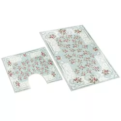 Set de covoare de baie Bellatex Orient cutrandafir 3D, 60 x 100 cm, 60 x 50 cm