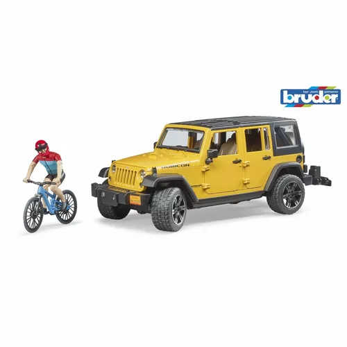 Bruder 2543 Jeep Wrangler Rubicon Unlimited cubicicletă MTB și ciclist, 3 buc.