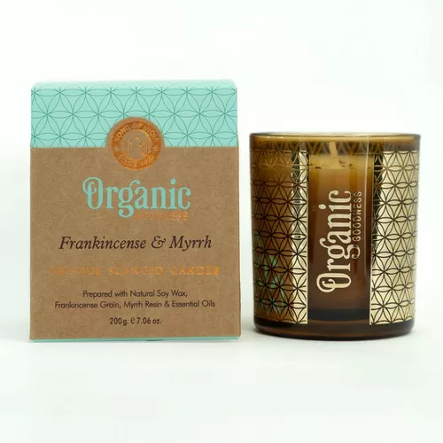 Organic Frankincense & Myrrh 200 g în sticlăcu folie de aur