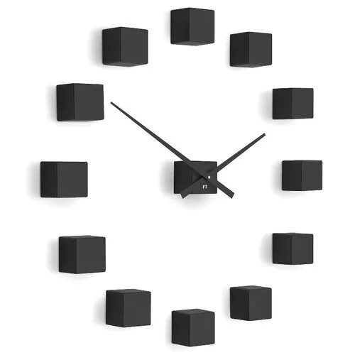 Ceas de design Future Time FT3000BK Cubic black, autoadeziv, diam. 50 cm