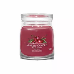 Lumânare parfumată Yankee Candle Signature în borcan, medie, Black Cherry, 368 g