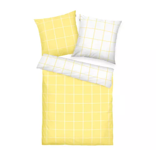 Lenjerie de pat din bumbac Tom Tailor Light Lemon & Crisp White, 200 x 220 cm, 2 buc 80 x 80 cm