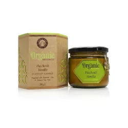 Lumânare organică Patchouli Vanilie 200 g însticlă de chihlimbar