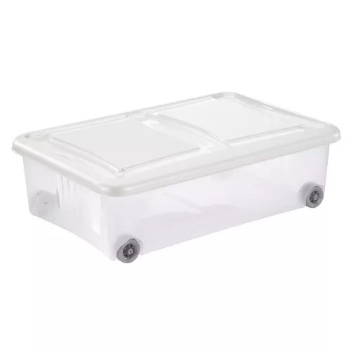 Cutie de depozitare cu capac Tontarelli Stockbox28 l, transparent/alb