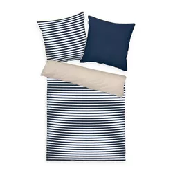 Tom Tailor Lenjerie de pat Percale Dark Navy - Sunny Sand, 140 x 200 cm, 70 x 90 cm