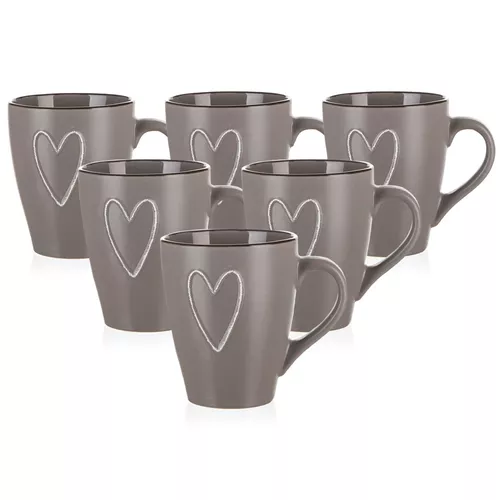 Cană ceramică Banquet HEART 310 ml,6 buc., maro