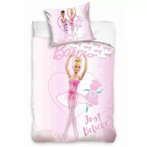 Lenjerie de pat din bumbac Barbie Ballerina , 140x 200 cm, 70 x 90 cm