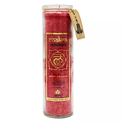 Lumânare parfumată înaltă Arome Chakra Încredere, parfum trandafir și vanilie, 320 g